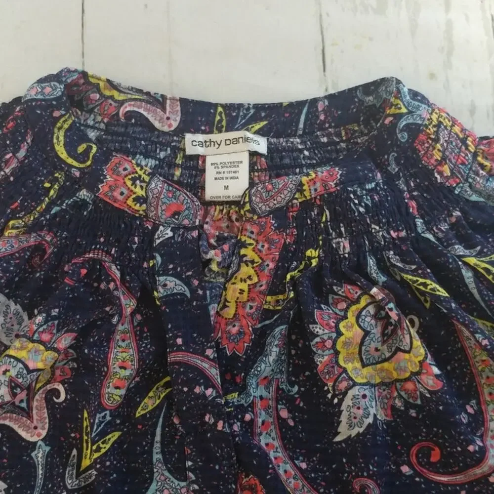 Cathy Daniels Multicolored Floral Paisley Top Size M - Picture 6 of 7